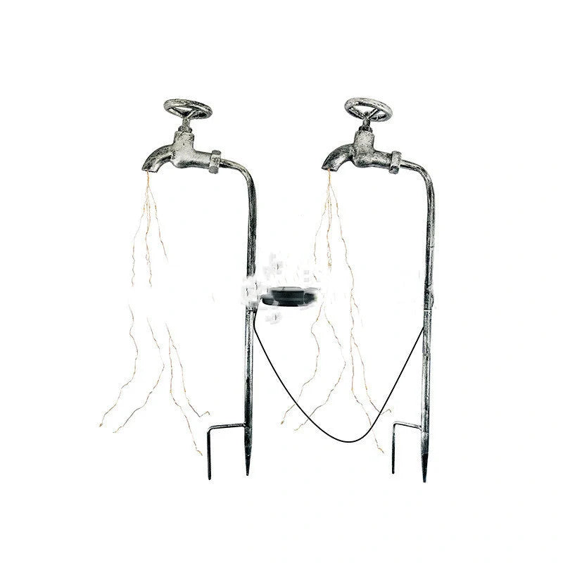 Solar-powered garden faucet shower light for outdoor decoration