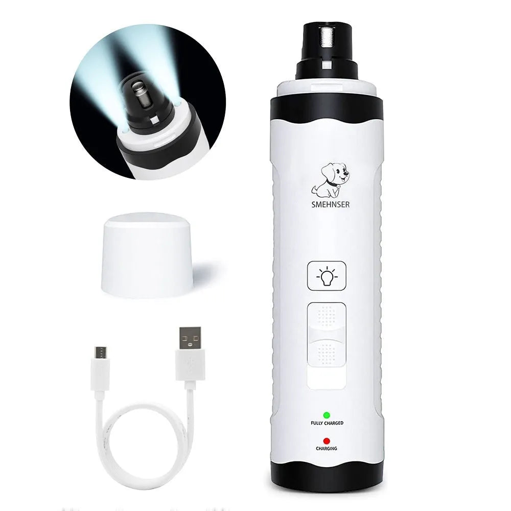 Pet automatic nail piercing device with LED display and dust collection for dog grooming
