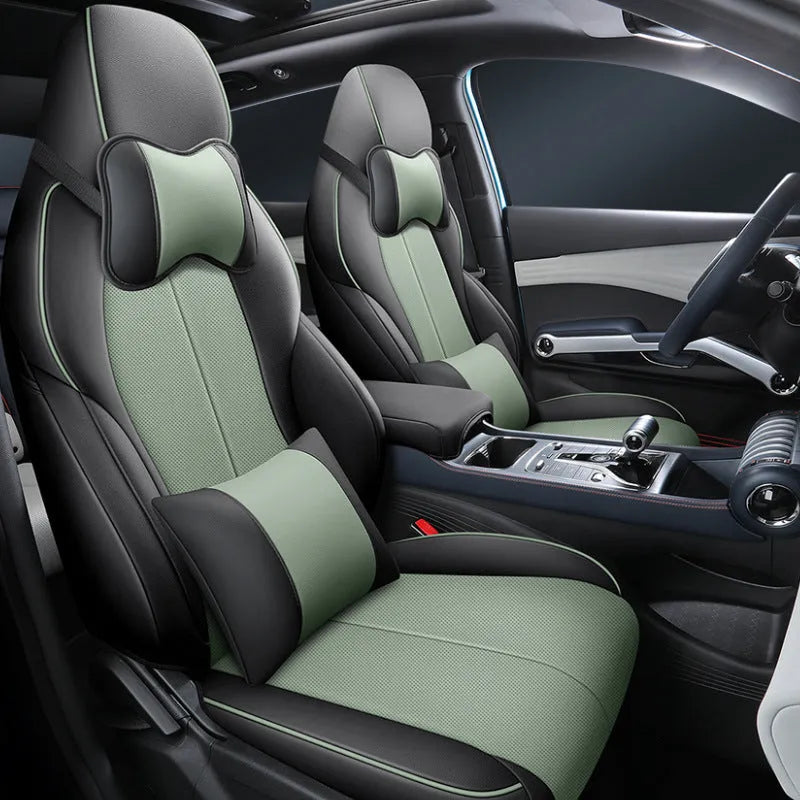 Yuan PLUS car seat cushion cover in grey, showing tailored fit on vehicle seat.