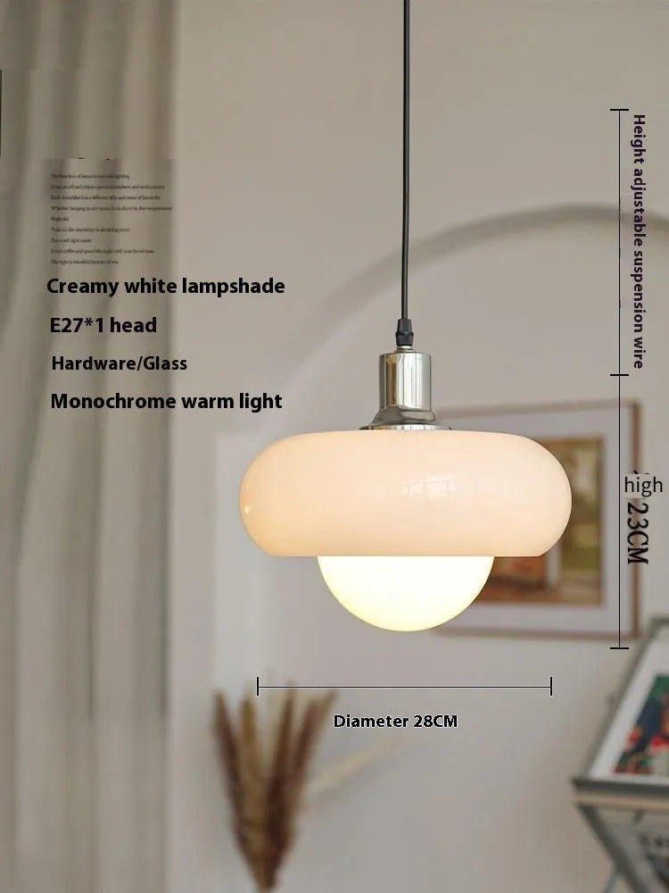 Bauhaus three headed egg tart pendant light with milk white glass shades