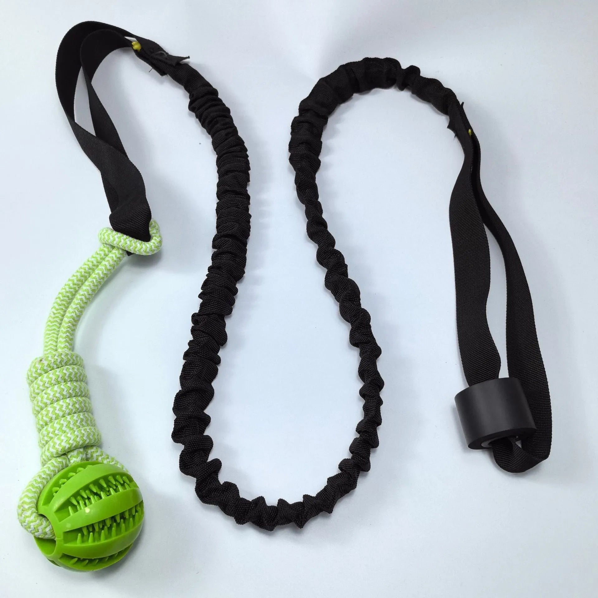Green corncob dog tug rope toy made from cotton thread for indoor and outdoor play
