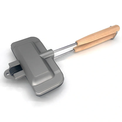 Silver grey aluminium sandwich baking tray with rectangular Korean design measuring 12.8x21.6cm