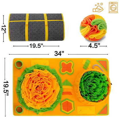 85x50cm dog snuffle mat with removable polar fleece balls on non-slip backing