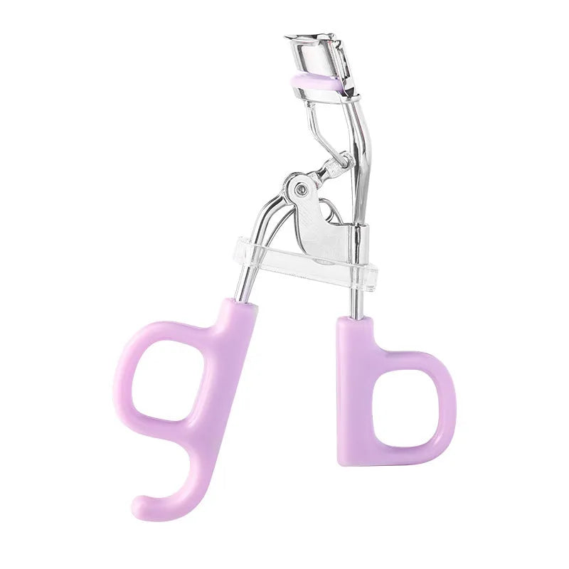 Pink eyelash curler with A4 chrome scissors handle design and carbon steel construction