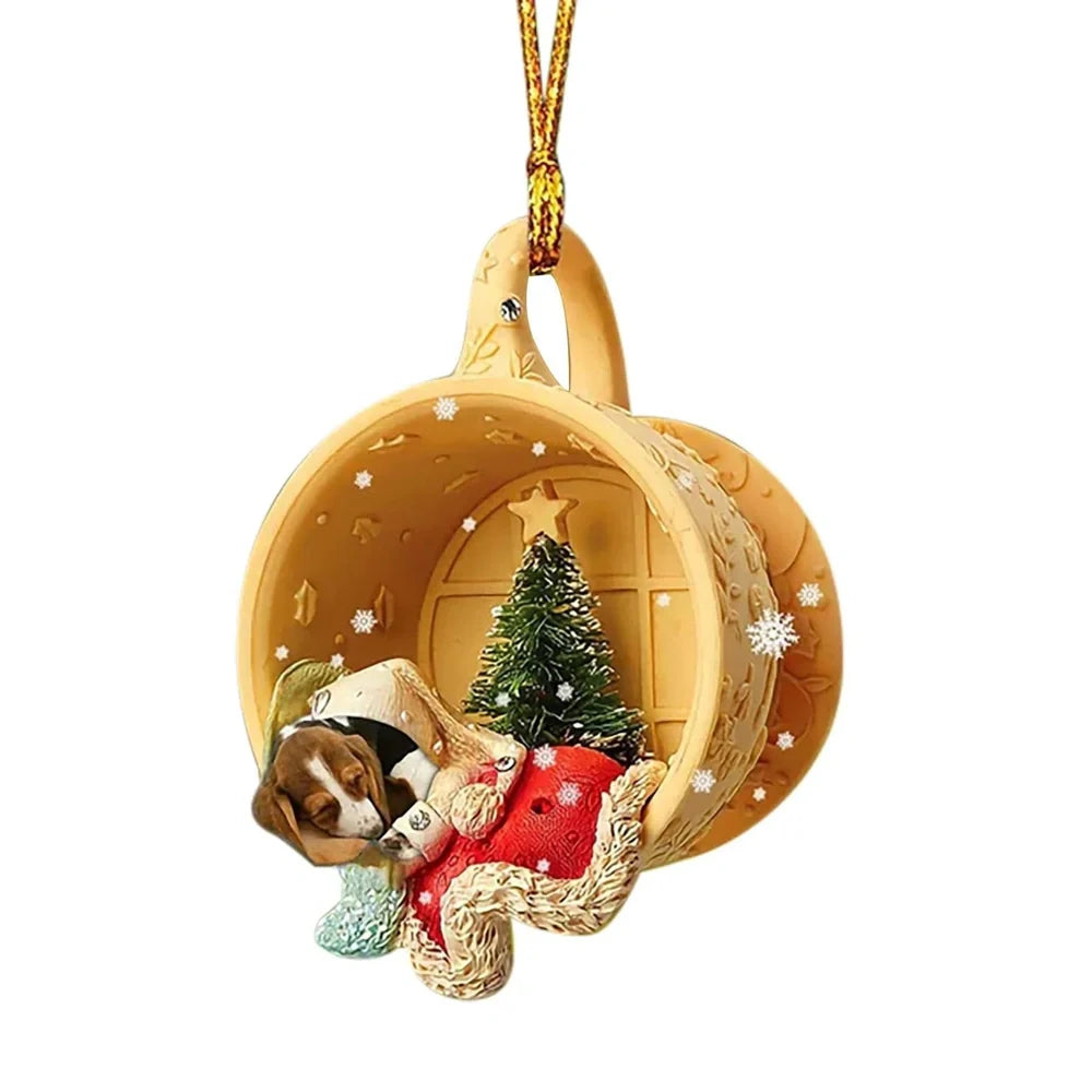 8cm acrylic sausage dog hanging decoration in multiple colours for home display