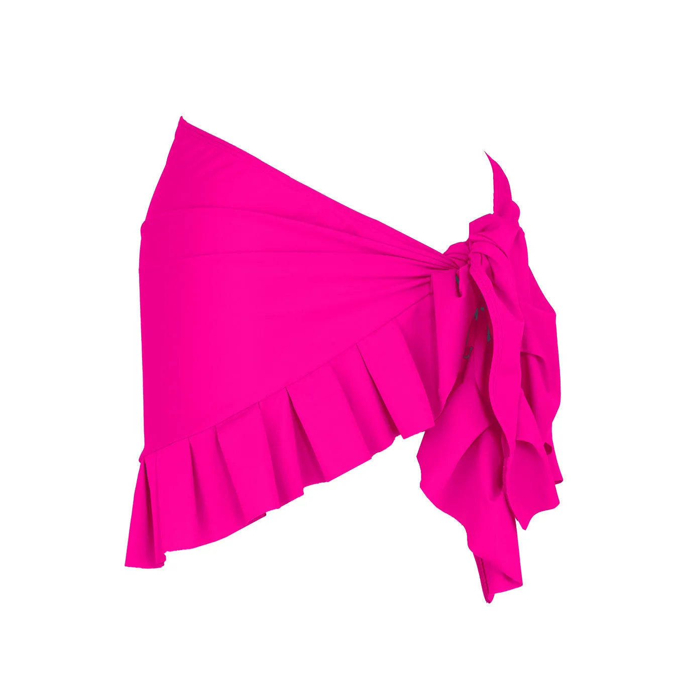 A woman's solid colour one-piece swimsuit with a single-shoulder suspender tube top design.