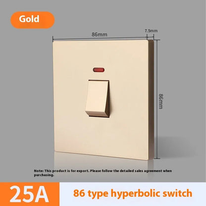25A and 45A 3P high-power socket switches in gold, grey, or white for curved rack electrical panels