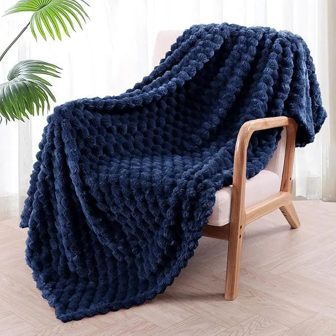 Children's soft plaid blanket in polyester fabric showing colour and size options