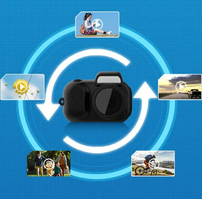 Black Y3000 compact HD sports camera with 0.96-inch screen on a textured surface.