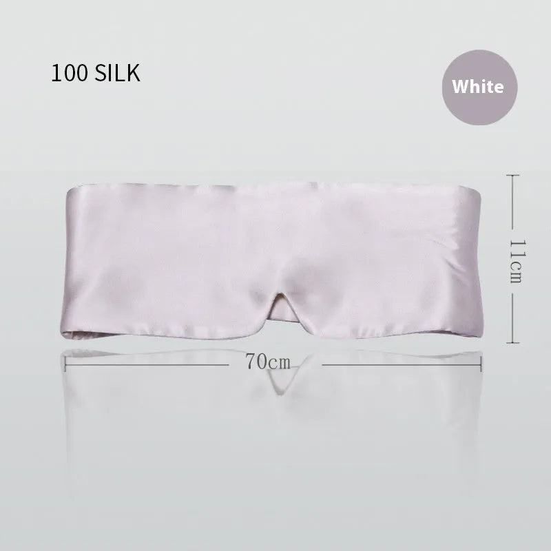 Mulberry silk sleep eye mask in champagne gold colour showing contoured design and adjustable strap
