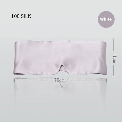 Mulberry silk sleep eye mask in champagne gold colour showing contoured design and adjustable strap