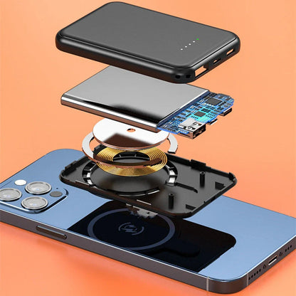 Mini Magnetic Wireless Power Bank with Fast Charging 5000mAh in various colors