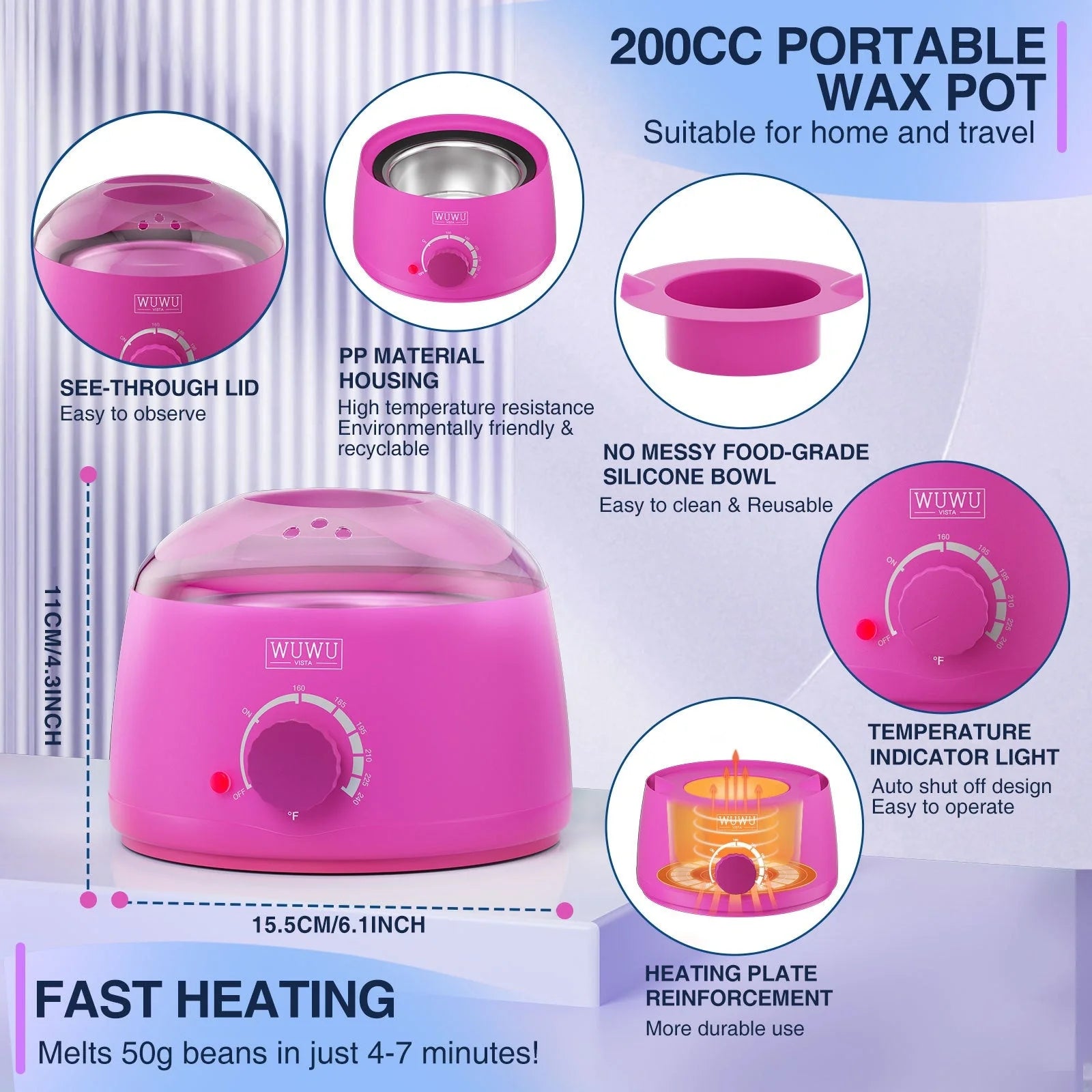WUWUVISTA Wax Beads Kit with wax warmer, silicone tools, and soothing post-wax treatments for salon-quality hair removal at home