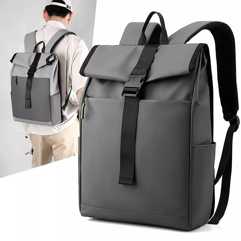 Waterproof Oxford cloth backpack for laptops and travel in gray, dark gray, and black