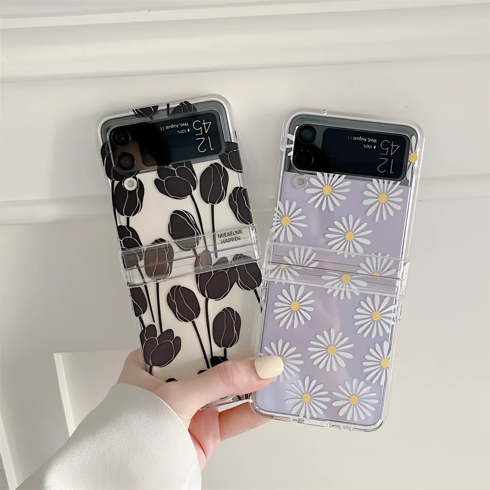Floral design hard PC phone case for Samsung Galaxy Z Flip3 and Z Flip4 folding phones