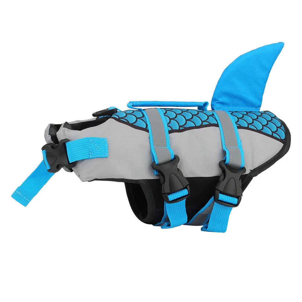 High buoyancy dog swim vest with emergency handle and leash attachment in multiple colors