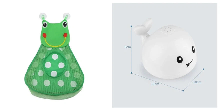 Electric induction whale spray toy for baby bath time with lights and music