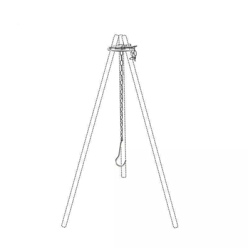 Stainless steel triangle hanging pot support for camping with adjustable chain