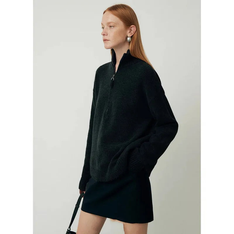 Loose lapels wool bandage dress in black or mountain rain grey with long sleeves for autumn and winter wear