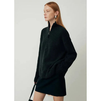 Loose lapels wool bandage dress in black or mountain rain grey with long sleeves for autumn and winter wear