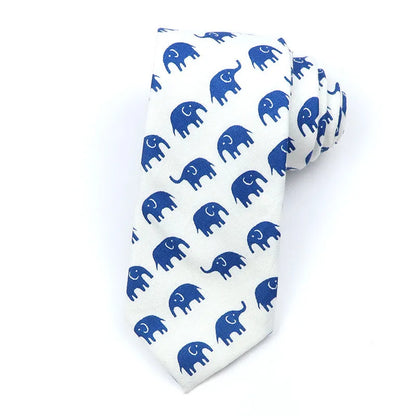A narrow Korean-style cotton bow tie featuring a cartoon print, shown in a selection of colours.