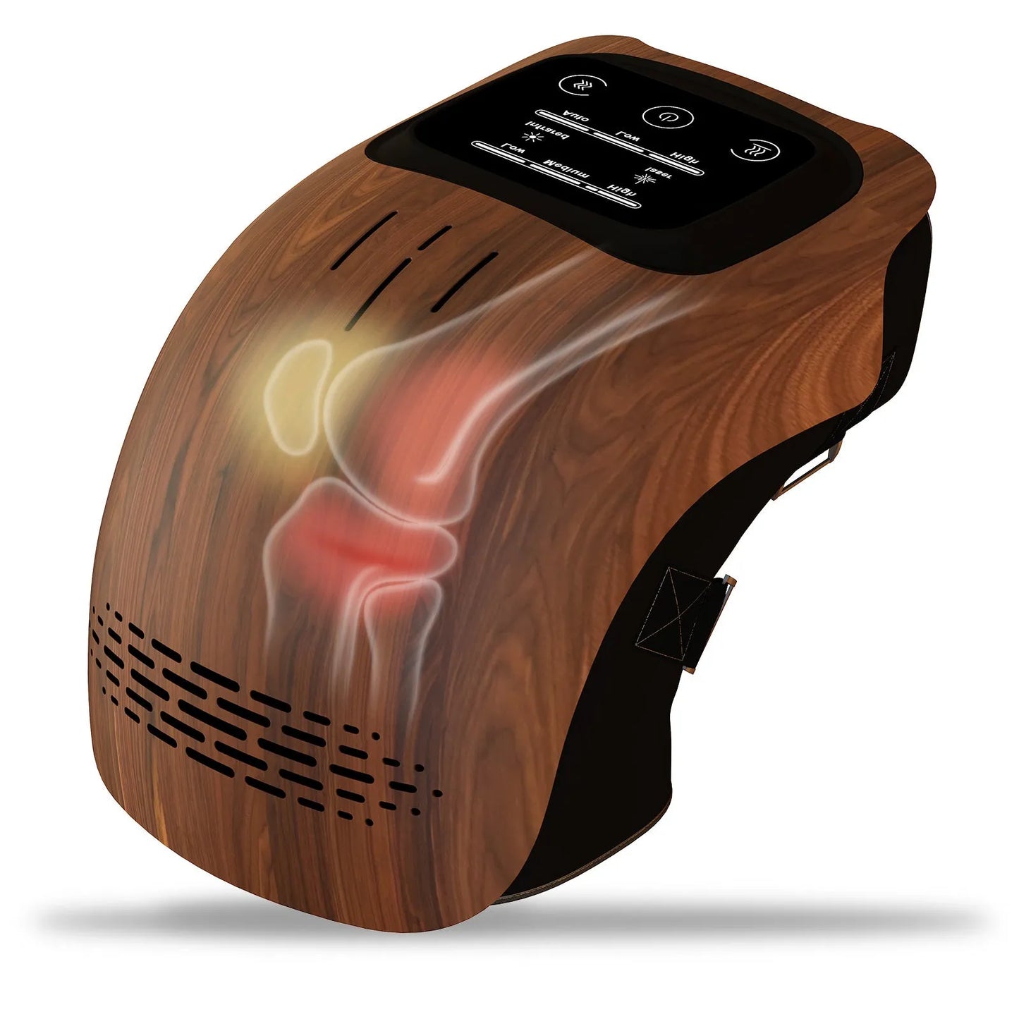 White rechargeable electric knee massager with heating and infrared laser therapy