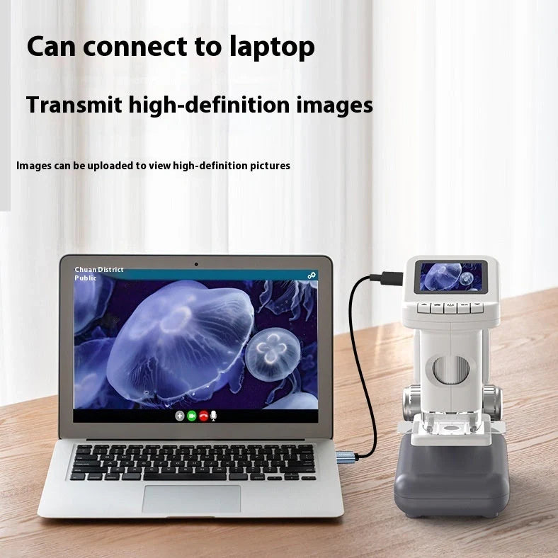 Smart digital microscope with electronic belt display and 13 educational accessories including dissecting tools and specimen materials