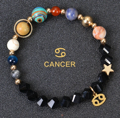 Stylish frosted stone beaded zodiac constellation bracelet for unisex wear