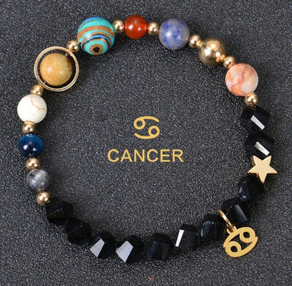 Stylish frosted stone beaded zodiac constellation bracelet for unisex wear