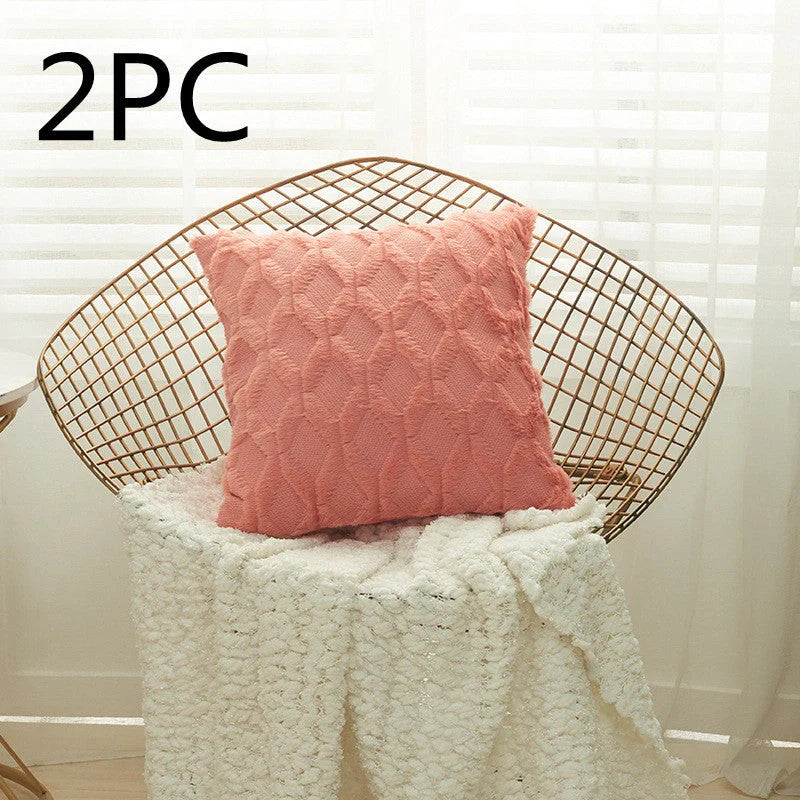 Luxury fur cushion cover in various colors, perfect for sofa or bed decor