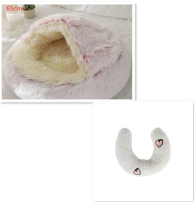 Cozy pet bed with plush and warm fabric for cats and dogs