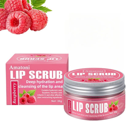 Amatoni lip scrub cream pot in 30g size for exfoliating and moisturising dry lips.