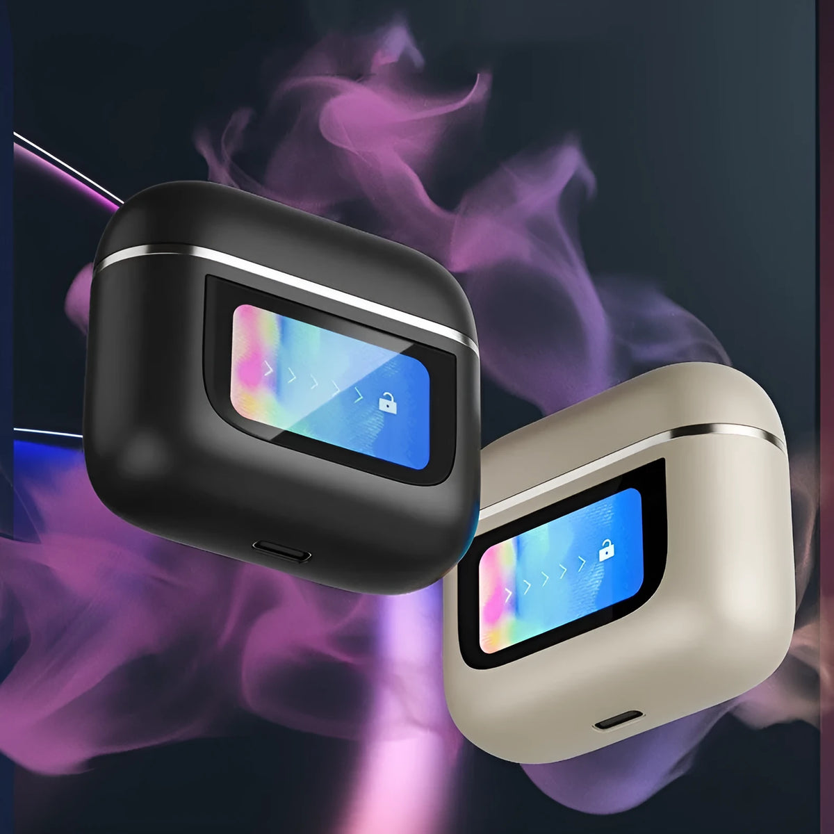 Touch screen active noise reduction Bluetooth in-ear headset in black colour