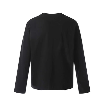 Cotton long sleeve t-shirt in loose fit design shown in black and flower grey colour options