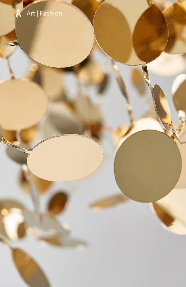 Stainless steel chandelier with eight G9 bulbs measuring 45cm height with tree blade design
