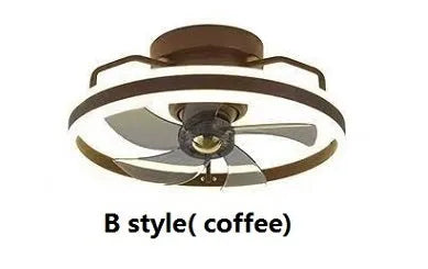 Simple Fashion modern ceiling fan with integrated light and white blades on a white ceiling.