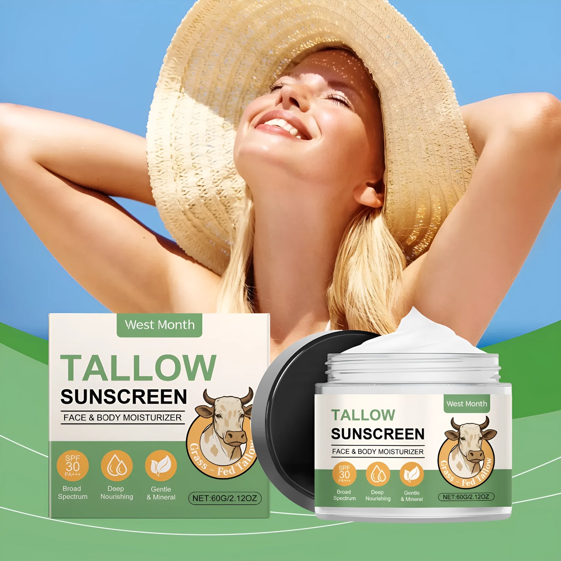 60g tube of non-greasy sunscreen cream with titanium dioxide protection