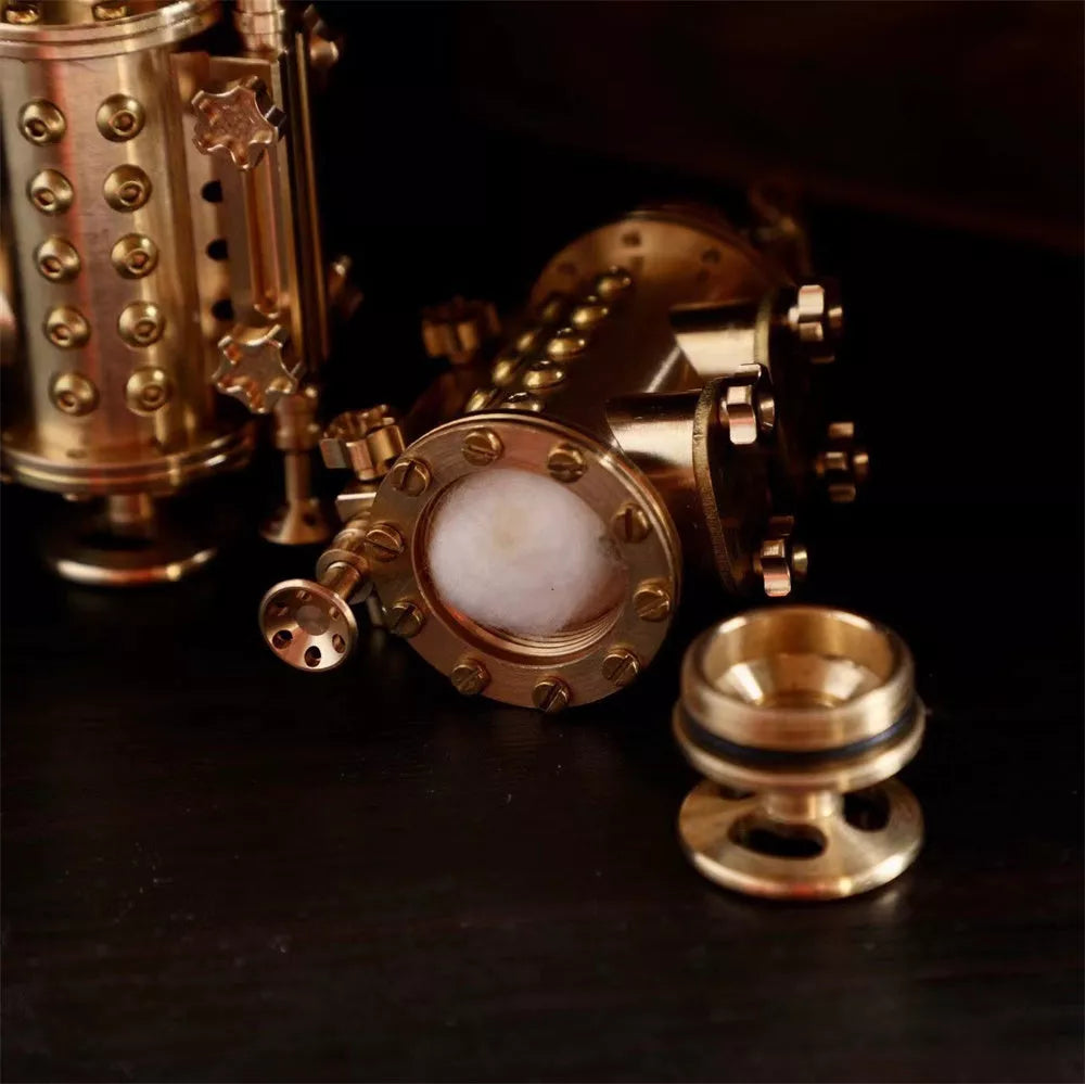 Handmade all copper mechanical punk kerosene lighter with brass color and shaft even style