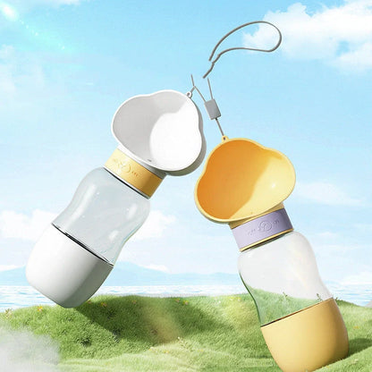 Go Out Water Cup portable dog drinking bottle with wide opening and twist-turn mechanism in cloud white colour