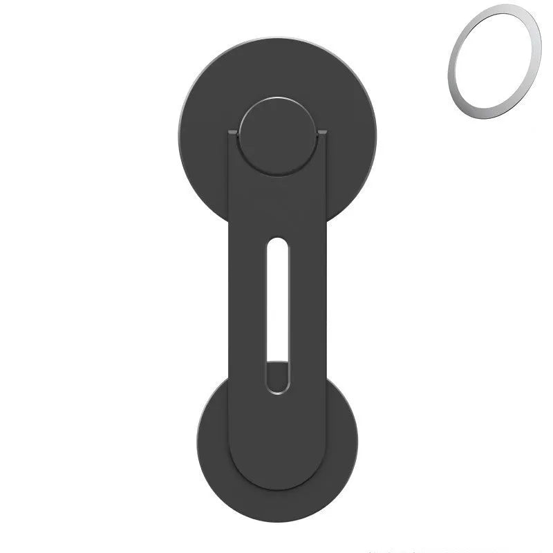 Silver magnetic phone holder mounted behind Tesla suspension screen showing 180-degree rotation adjustment