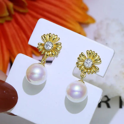 Pair of baroque-style flower earrings in sterling silver with intricate floral detailing for DIY jewellery customisation