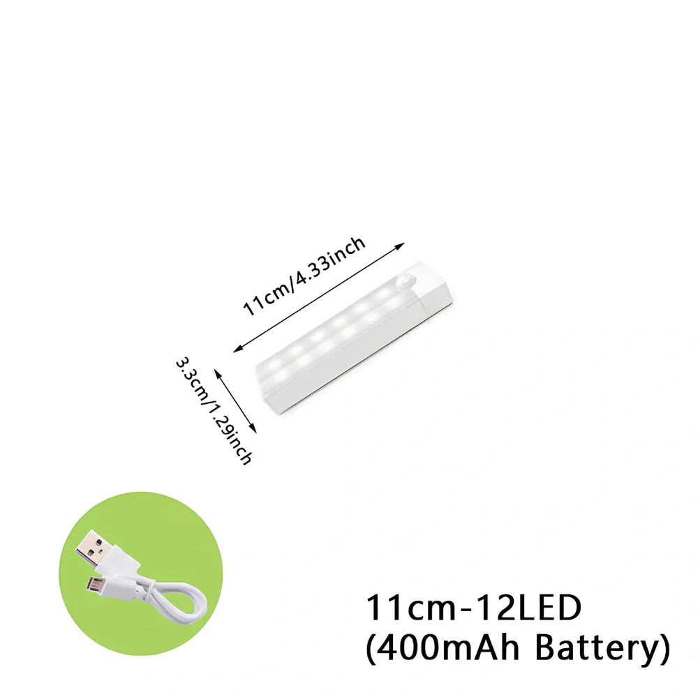 Stainless steel wireless LED motion sensor night light with magnetic wall mounting