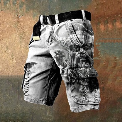 Men's digital printed zip shorts in polyester fabric showing colour and pattern options