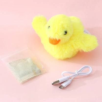 Yellow duck electric cat toy 150x120x80mm with Type-C USB charging and catnip
