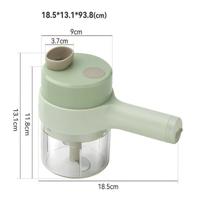 Wireless electric garlic masher with 18.5cm width and slicer combo attachment