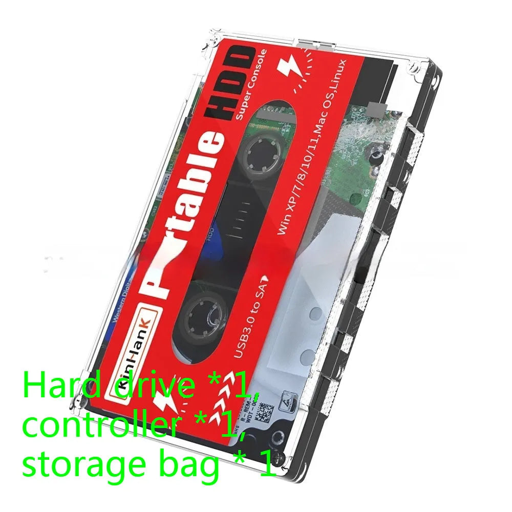 2TB external mechanical hard disk with USB cable and protective case for mobile gaming storage