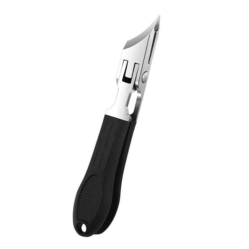 Anti-splash portable nail maintenance kit with stainless steel tools in brown plastic case