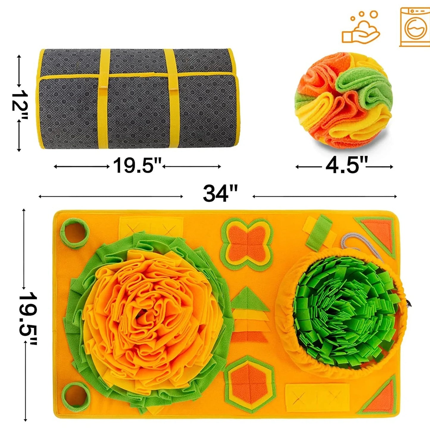 85x50cm dog snuffle mat with removable polar fleece balls on non-slip backing