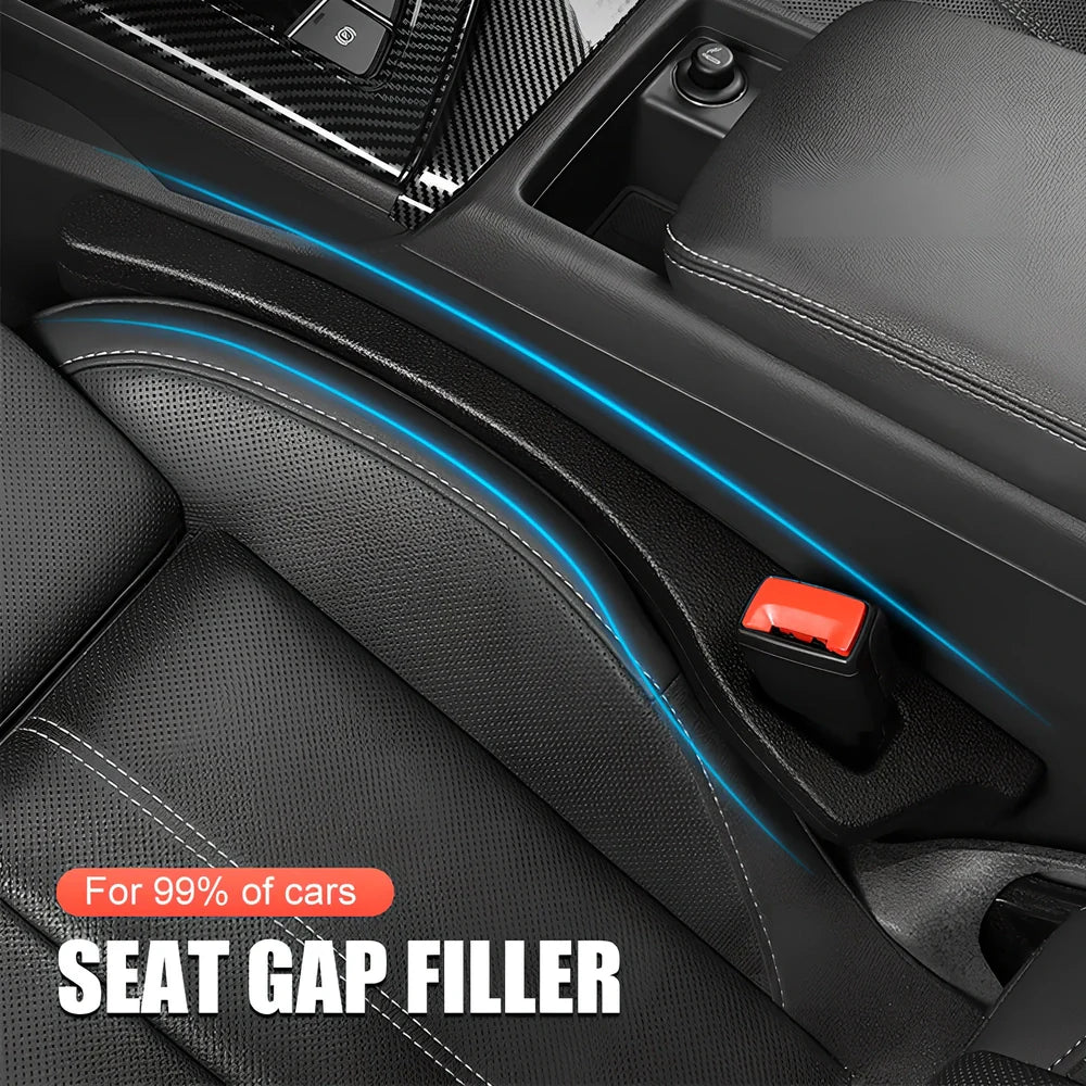Black and green car seat gap filler strips, 5cm thick PU material, universal fit for vehicles
