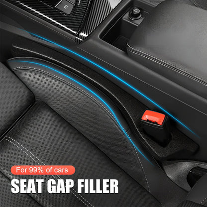 Black and green car seat gap filler strips, 5cm thick PU material, universal fit for vehicles